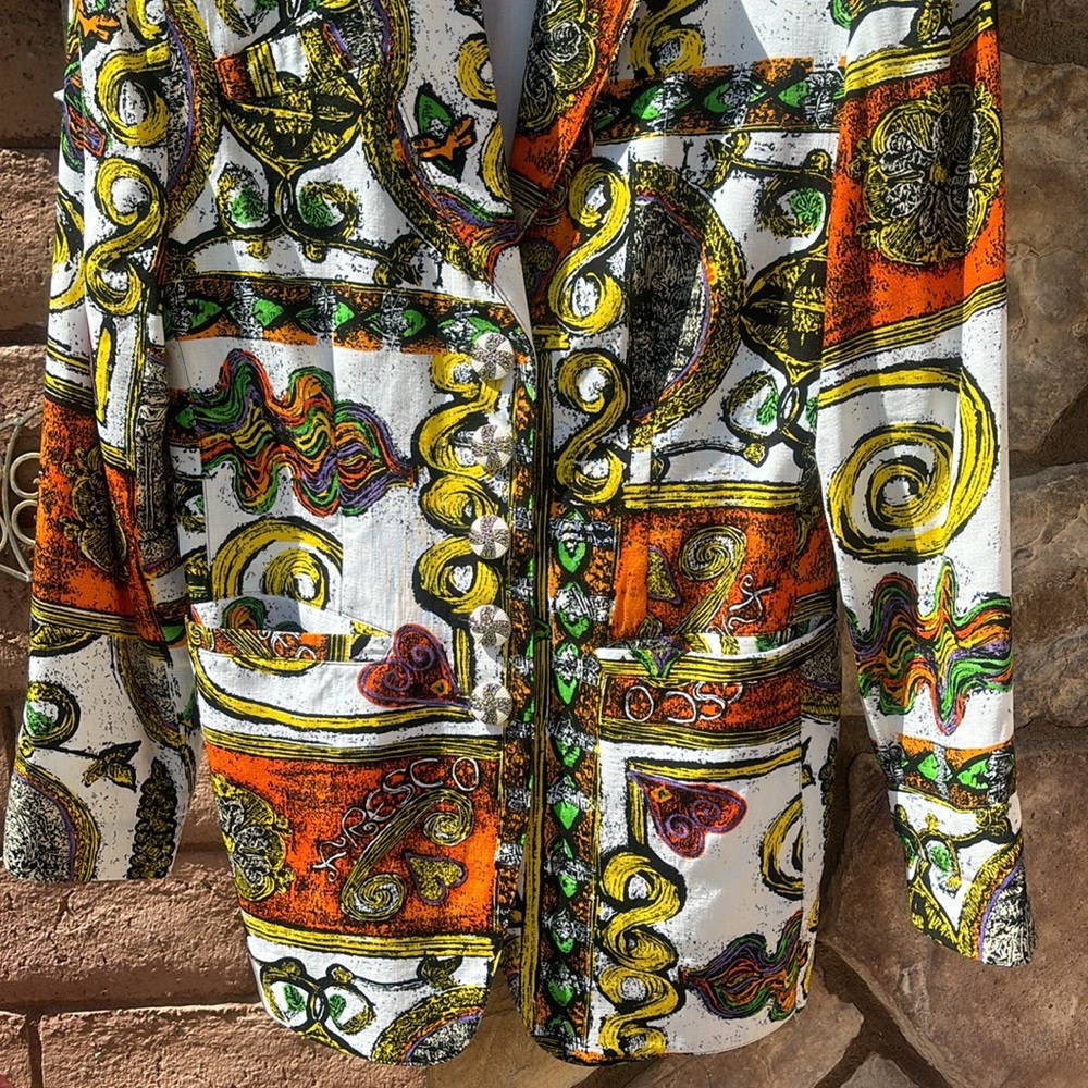 Vintage Platinum by Dorothy Schoelen Colorful Blazer Oversized Artsy Size Small - Picture 5 of 13